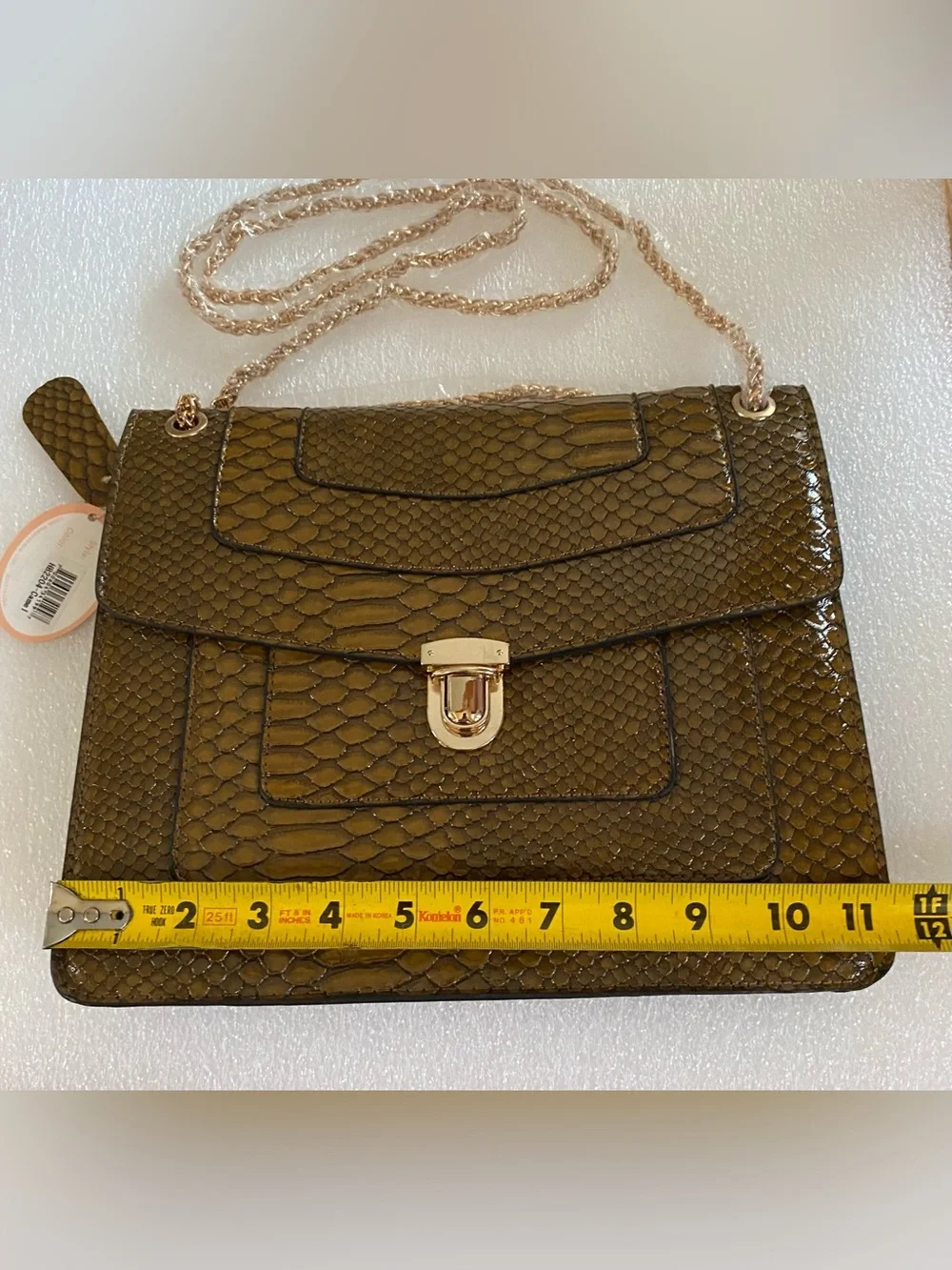 Mellow World Faux Snakeskin Brown Shoulder Bag / Crossbody with Gold Hardware